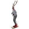 Clayre & Eef Figura decorativa ciervo con esquíes gris marrón rojo 65 cm