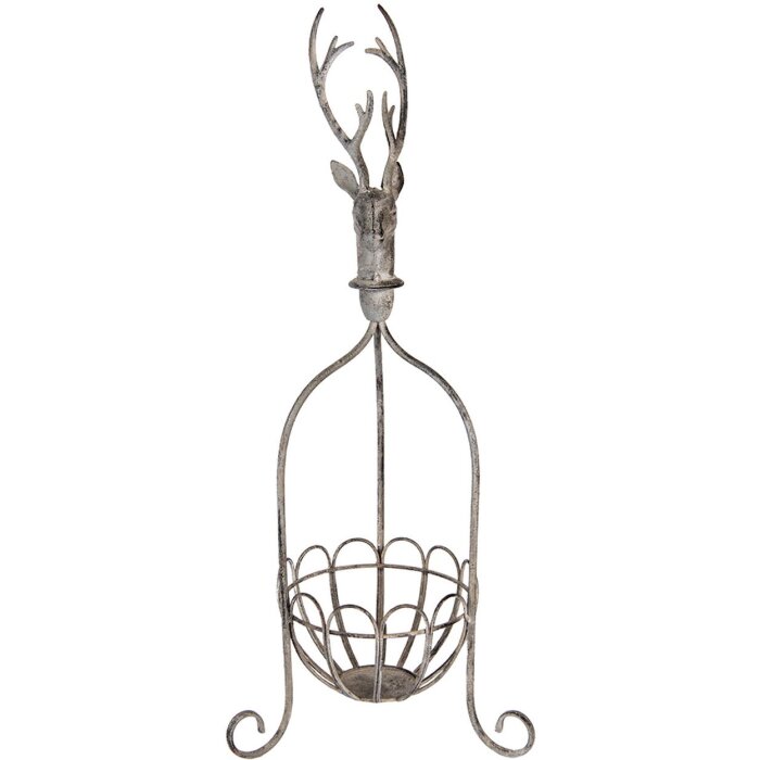 Clayre & Eef 5Y1320 Cesto decorativo ciervo vintage gris 28x28x68 cm
