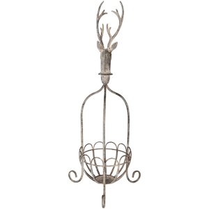 Clayre & Eef 5Y1320 Cesto decorativo ciervo vintage gris 28x28x68 cm