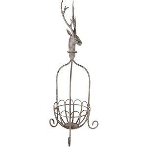 Clayre & Eef 5Y1320 Cesto decorativo ciervo vintage gris 28x28x68 cm
