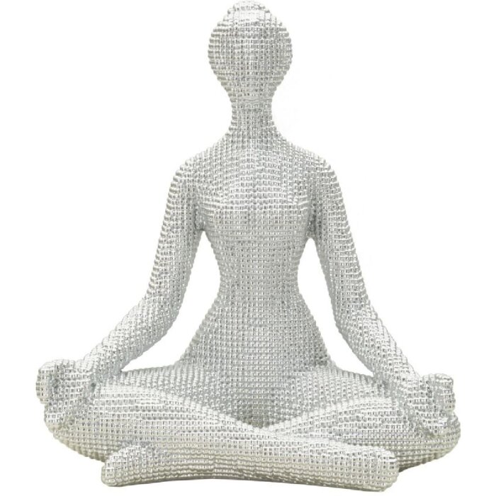Figura decorativa Donnina Yoga Plata Poliresina Blanca 20,5x15,5x23 cm