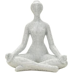 Figura decorativa Donnina Yoga Plata Poliresina Blanca...