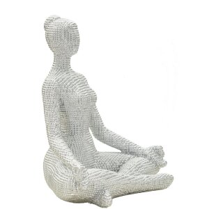 Figura decorativa Donnina Yoga Plata Poliresina Blanca 20,5x15,5x23 cm