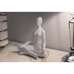 Figura decorativa Donnina Yoga Plata Poliresina Blanca 20,5x15,5x23 cm
