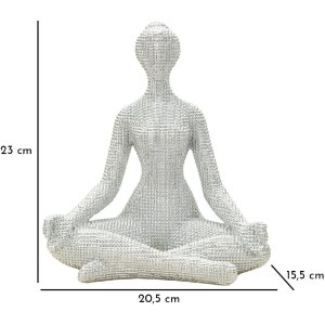 Figura decorativa Donnina Yoga Plata Poliresina Blanca 20,5x15,5x23 cm