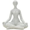 Figura decorativa Donnina Yoga Plata Poliresina Blanca 20,5x15,5x23 cm