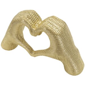 Hands Lover Escultura Dorado Polyresin 25x7.5x13.5cm Figura Decorativa Corazón