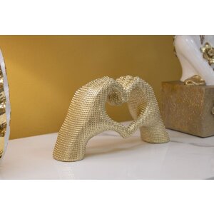 Hands Lover Escultura Dorado Polyresin 25x7.5x13.5cm Figura Decorativa Corazón