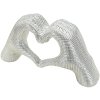 Escultura Lover Silver de poliresina plateada 25x7.5x13.5 cm manos forma de corazón