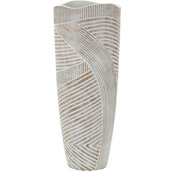 Mauro Ferretti Florero efecto madera Ø 18x45 cm blanco lavado
