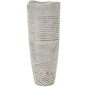 Mauro Ferretti Florero efecto madera Ø 18x45 cm blanco lavado