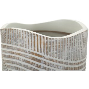Mauro Ferretti Florero efecto madera Ø 18x45 cm blanco lavado
