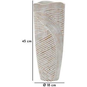 Mauro Ferretti Florero efecto madera Ø 18x45 cm blanco lavado