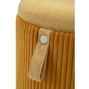 Bolzano Set de pufs con almacenaje mostaza 2 piezas Ø38x38cm Ø32x28cm poliéster MDF