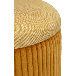 Bolzano Set de pufs con almacenaje mostaza 2 piezas Ø38x38cm Ø32x28cm poliéster MDF