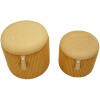 Bolzano Set de pufs con almacenaje mostaza 2 piezas Ø38x38cm Ø32x28cm poliéster MDF
