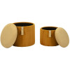 Bolzano Set de pufs con almacenaje mostaza 2 piezas Ø38x38cm Ø32x28cm poliéster MDF