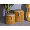 Bolzano Set de pufs con almacenaje mostaza 2 piezas Ø38x38cm Ø32x28cm poliéster MDF