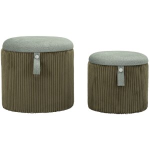 Bolzano Set de pufs 2 piezas verde Ø38x38 cm y...