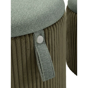 Bolzano Set de pufs 2 piezas verde Ø38x38 cm y Ø32x28 cm con almacenaje