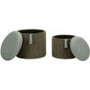 Bolzano Set de pufs 2 piezas verde Ø38x38 cm y Ø32x28 cm con almacenaje