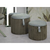 Bolzano Set de pufs 2 piezas verde Ø38x38 cm y Ø32x28 cm con almacenaje