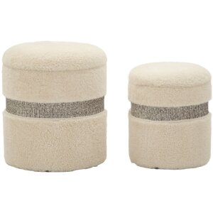 Saint-Moritz Set de pufs 2 piezas crema 40x47 cm y 32x38...