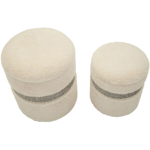 Saint-Moritz Set de pufs 2 piezas crema 40x47 cm y 32x38...