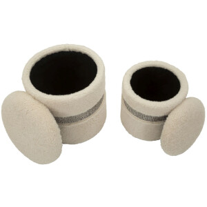 Saint-Moritz Set de pufs 2 piezas crema 40x47 cm y 32x38 cm con almacenaje