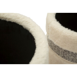 Saint-Moritz Set de pufs 2 piezas crema 40x47 cm y 32x38 cm con almacenaje