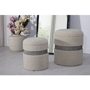 Saint-Moritz Set de pufs 2 piezas crema 40x47 cm y 32x38 cm con almacenaje