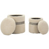 Saint-Moritz Set de pufs 2 piezas crema 40x47 cm y 32x38 cm con almacenaje