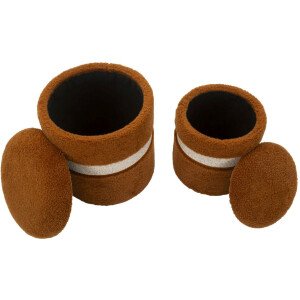 Saint-Moritz Set de 2 pufs con almacenaje Ø40x47cm Ø32x38cm Marrón