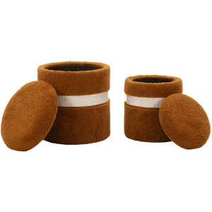 Saint-Moritz Set de 2 pufs con almacenaje Ø40x47cm Ø32x38cm Marrón