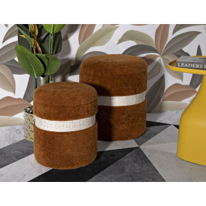 Saint-Moritz Set de 2 pufs con almacenaje Ø40x47cm Ø32x38cm Marrón