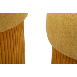 Aspen Set de puffs con almacenaje mostaza 2 piezas Ø42x44 / Ø35x37 cm terciopelo