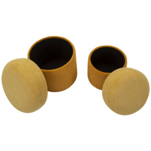 Aspen Set de puffs con almacenaje mostaza 2 piezas Ø42x44 / Ø35x37 cm terciopelo