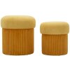 Aspen Set de puffs con almacenaje mostaza 2 piezas Ø42x44 / Ø35x37 cm terciopelo