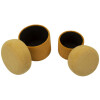 Aspen Set de puffs con almacenaje mostaza 2 piezas Ø42x44 / Ø35x37 cm terciopelo