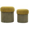 Aspen Set de pufs con almacenaje verde 2 piezas Ø42x44cm Ø35x37cm poliéster terciopelo