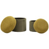 Aspen Set de pufs con almacenaje verde 2 piezas Ø42x44cm Ø35x37cm poliéster terciopelo
