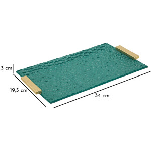 Grent Bandeja 34x19,5x3 cm Verde Dorado Decorativa no apta alimentos