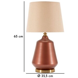 Lámpara de mesa Rosenthal Cristal Marrón y Dorado Ø35,5x65cm Casquillo E27 máx. 40W Pantalla de tela