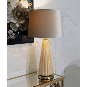 Lámpara de mesa Perly Ø 36,5 x 68,5 cm Vidrio Dorado Pantalla de tela E27 máx. 40W