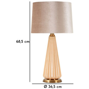 Lámpara de mesa Perly Ø 36,5 x 68,5 cm Vidrio Dorado Pantalla de tela E27 máx. 40W