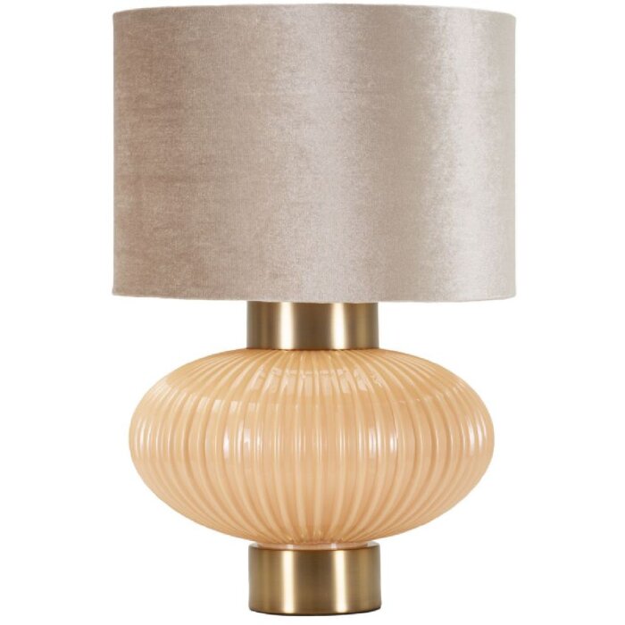 Lámpara de mesa Perly Ø33x49 cm Vidrio Hierro Tela Nácar Dorado E27 máx 40W
