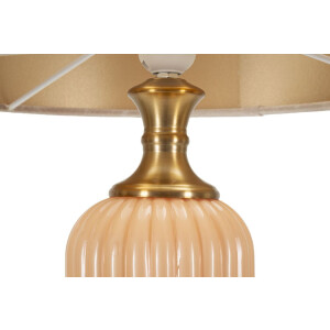 Perly Lámpara de mesa base de cristal acanalada pantalla de tela nácar dorado ø35,5x64cm E27