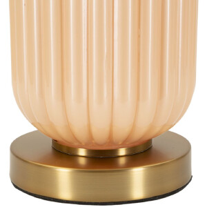 Perly Lámpara de mesa base de cristal acanalada pantalla de tela nácar dorado ø35,5x64cm E27