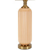 Perly Lámpara de mesa base de cristal acanalada pantalla de tela nácar dorado ø35,5x64cm E27