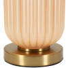 Perly Lámpara de mesa base de cristal acanalada pantalla de tela nácar dorado ø35,5x64cm E27